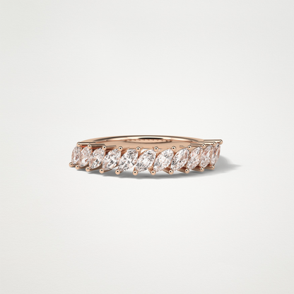 0.78 TCW Marquise Half Eternity Wedding Band – Solid Gold Elegant and Timeless Design