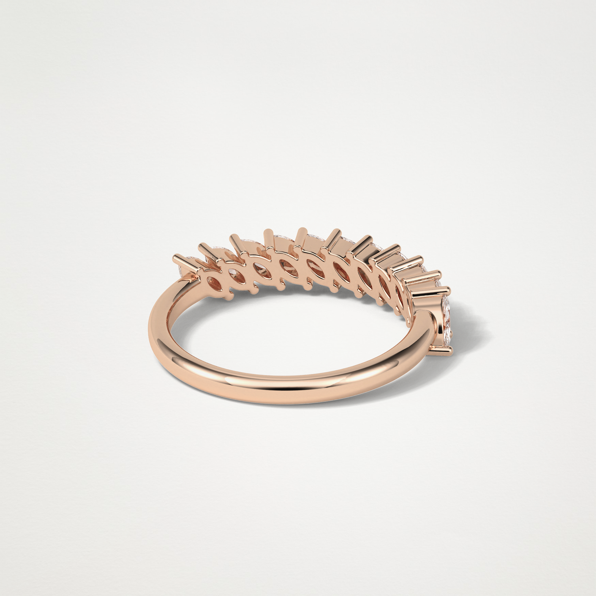 0.78 TCW Marquise Half Eternity Wedding Band – Solid Gold Elegant and Timeless Design