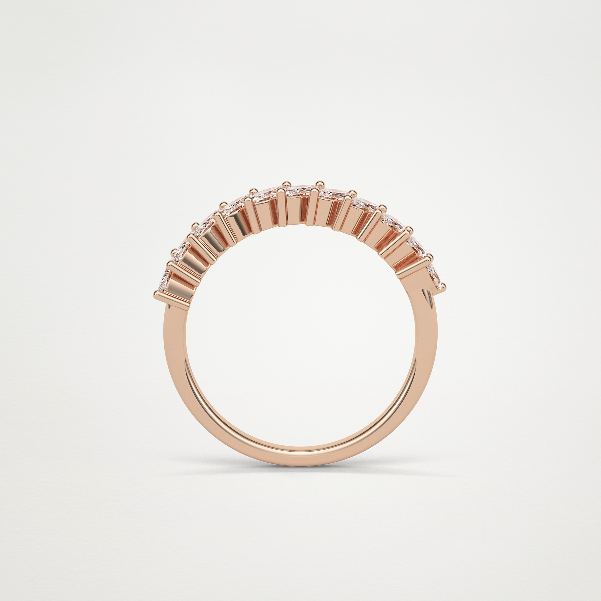 0.78 TCW Marquise Half Eternity Wedding Band – Solid Gold Elegant and Timeless Design