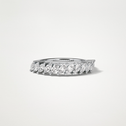 0.78 TCW Marquise Half Eternity Wedding Band – Solid Gold Elegant and Timeless Design