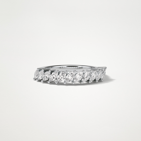 0.78 TCW Marquise Half Eternity Wedding Band – Solid Gold Elegant and Timeless Design