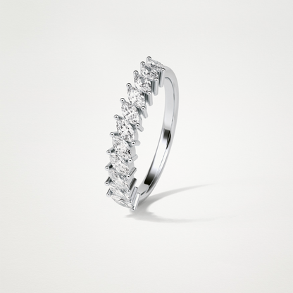 0.78 TCW Marquise Half Eternity Wedding Band – Solid Gold Elegant and Timeless Design