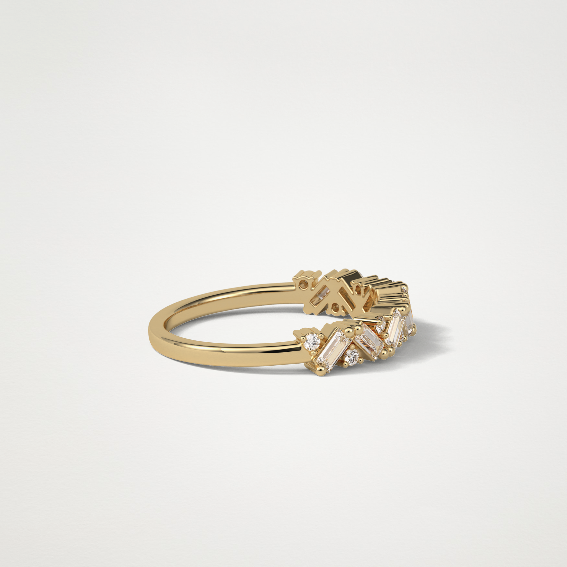 0.44 TCW Baguette and Round Half Eternity Wedding Band – Solid Gold Elegant and Timeless Design