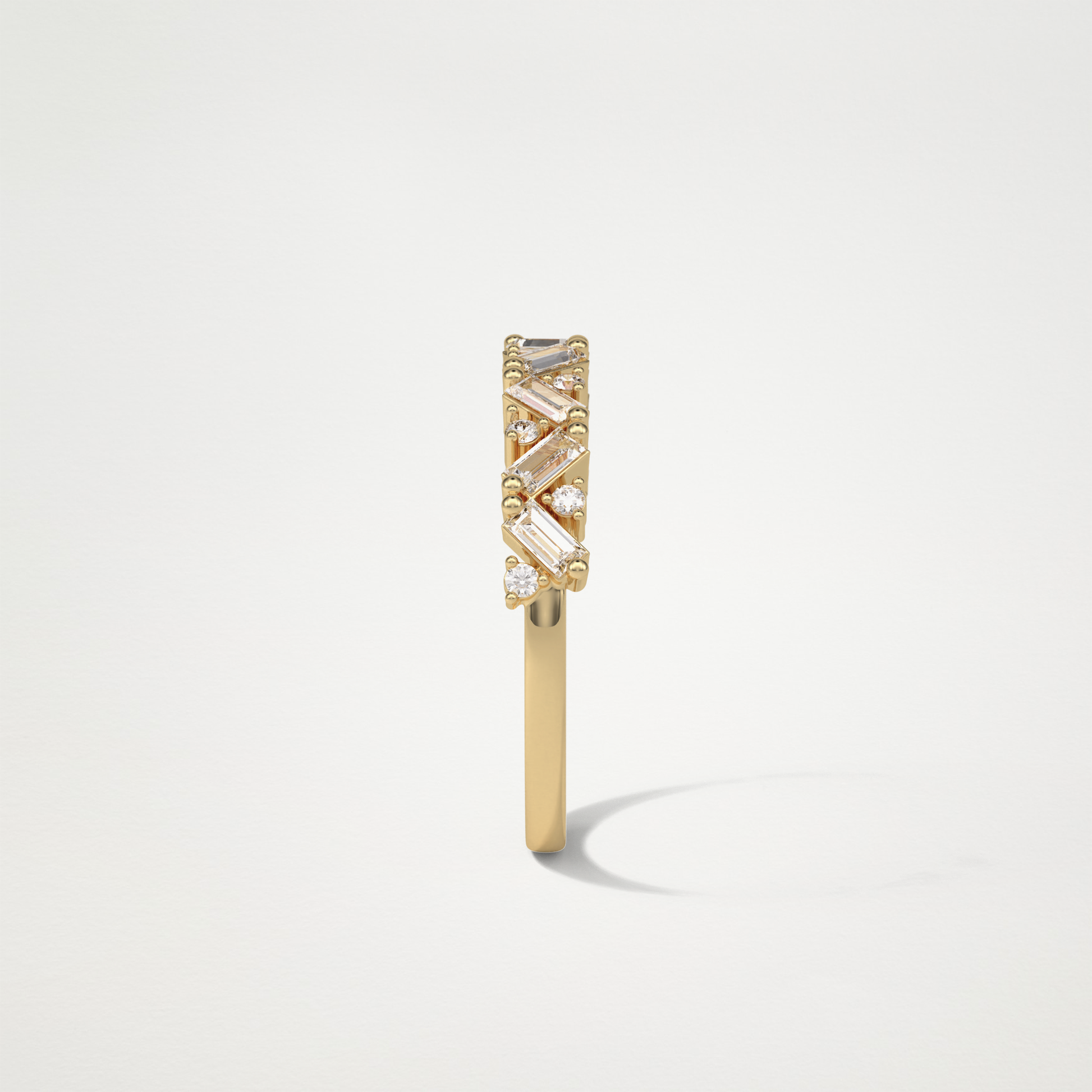 0.44 TCW Baguette and Round Half Eternity Wedding Band – Solid Gold Elegant and Timeless Design
