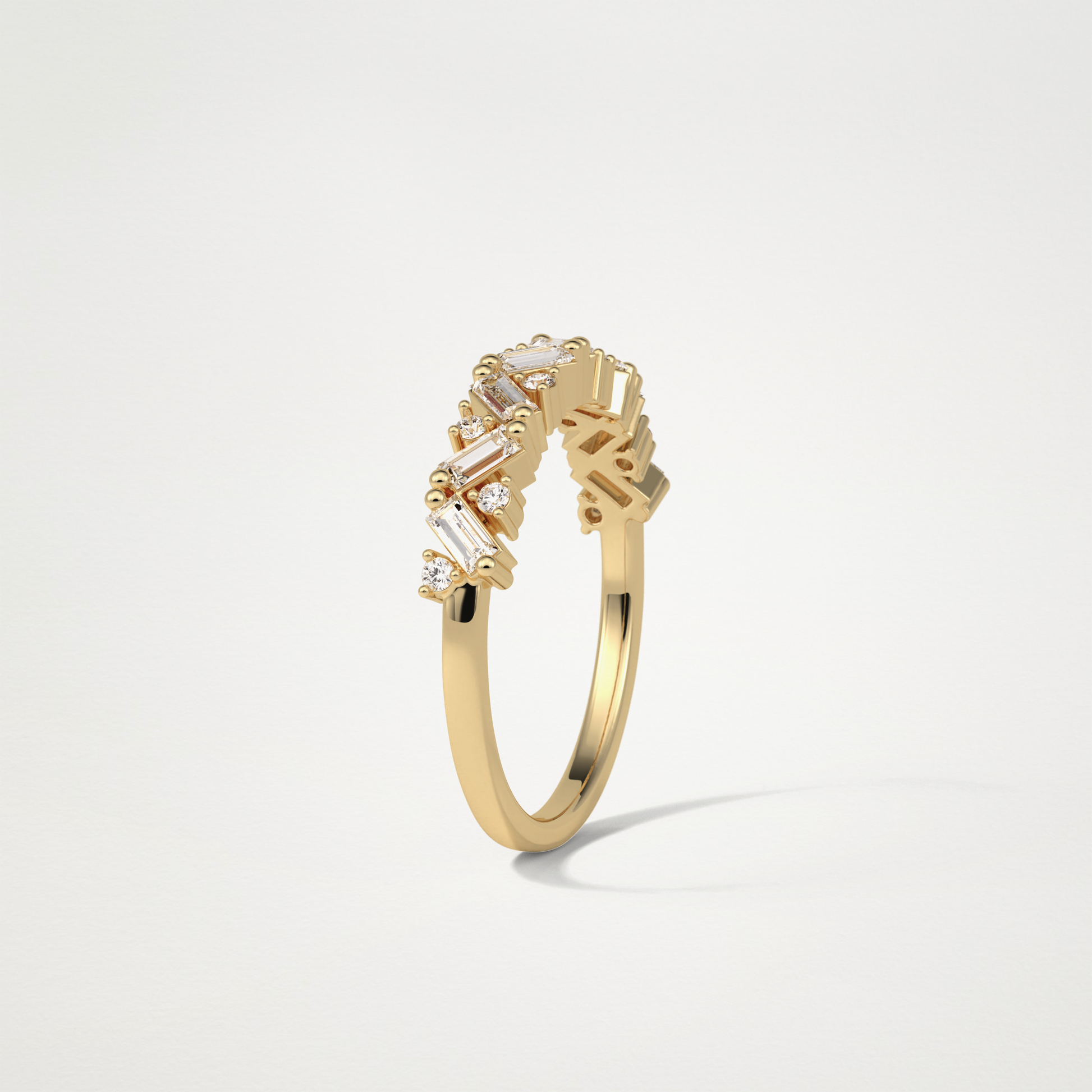 0.44 TCW Baguette and Round Half Eternity Wedding Band – Solid Gold Elegant and Timeless Design