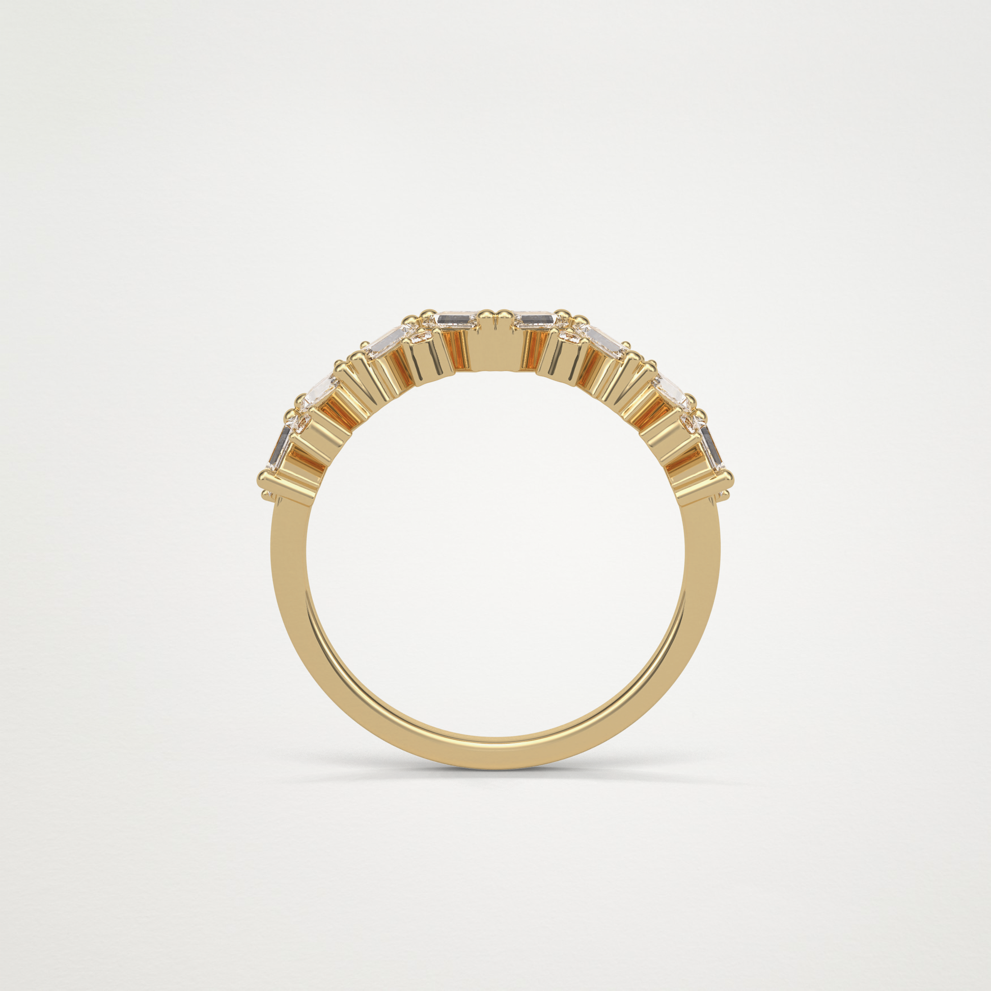 0.44 TCW Baguette and Round Half Eternity Wedding Band – Solid Gold Elegant and Timeless Design