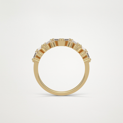 0.44 TCW Baguette and Round Half Eternity Wedding Band – Solid Gold Elegant and Timeless Design