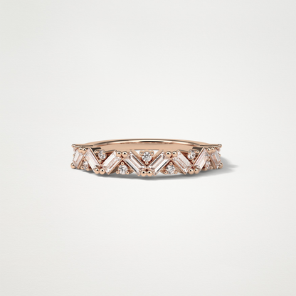 0.44 TCW Baguette and Round Half Eternity Wedding Band – Solid Gold Elegant and Timeless Design