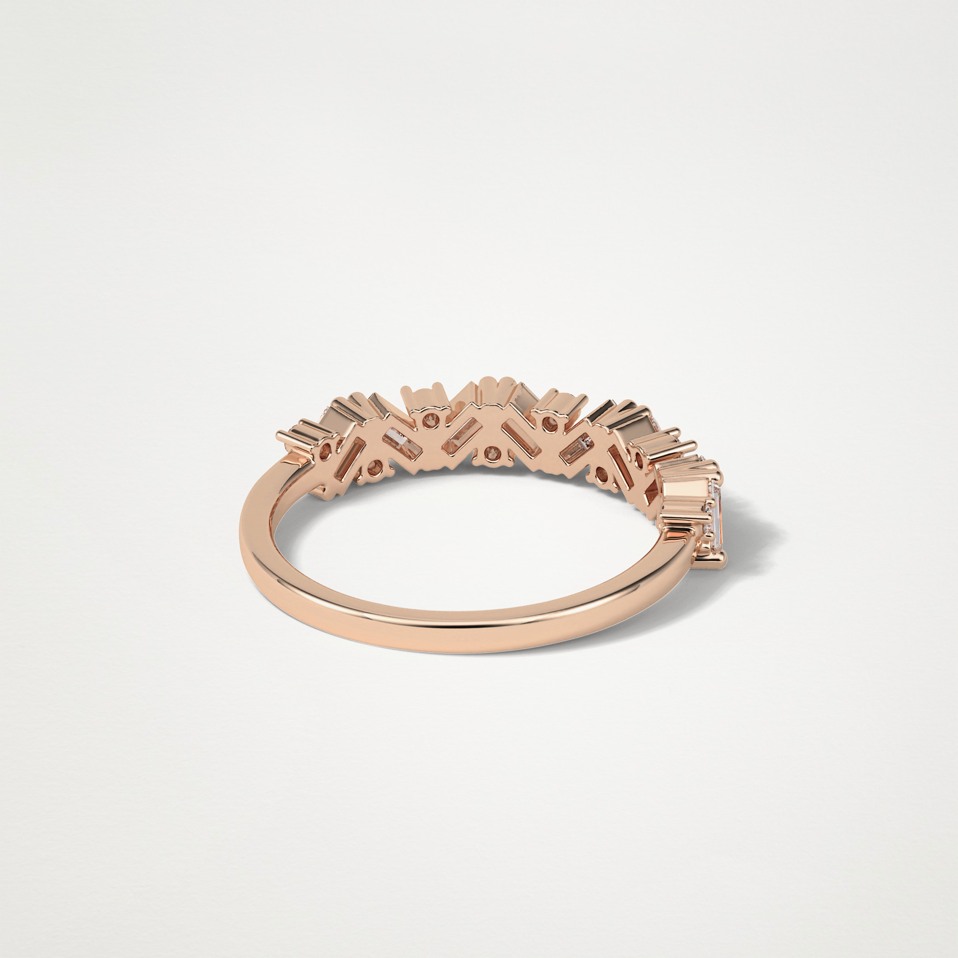 0.44 TCW Baguette and Round Half Eternity Wedding Band – Solid Gold Elegant and Timeless Design