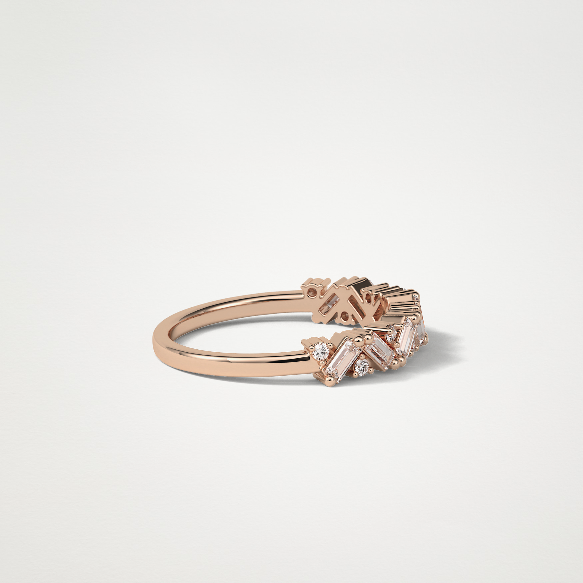 0.44 TCW Baguette and Round Half Eternity Wedding Band – Solid Gold Elegant and Timeless Design
