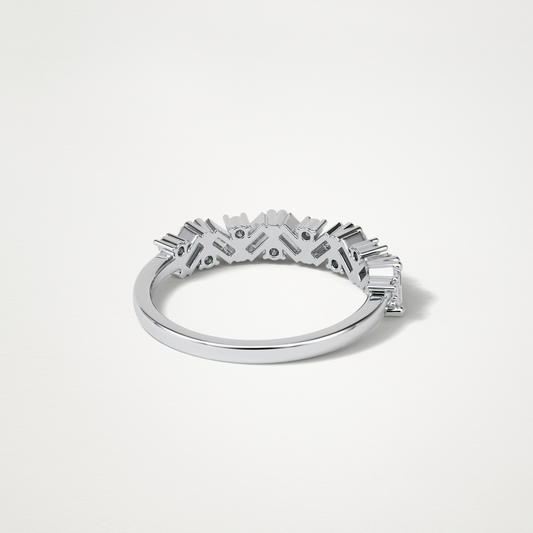 0.44 TCW Baguette and Round Half Eternity Wedding Band – Solid Gold Elegant and Timeless Design