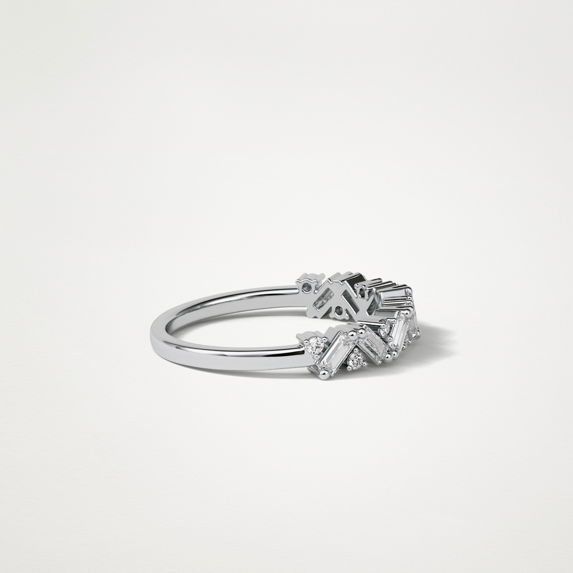 0.44 TCW Baguette and Round Half Eternity Wedding Band – Solid Gold Elegant and Timeless Design