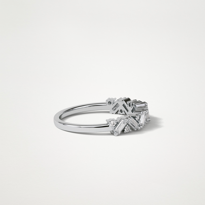 0.44 TCW Baguette and Round Half Eternity Wedding Band – Solid Gold Elegant and Timeless Design