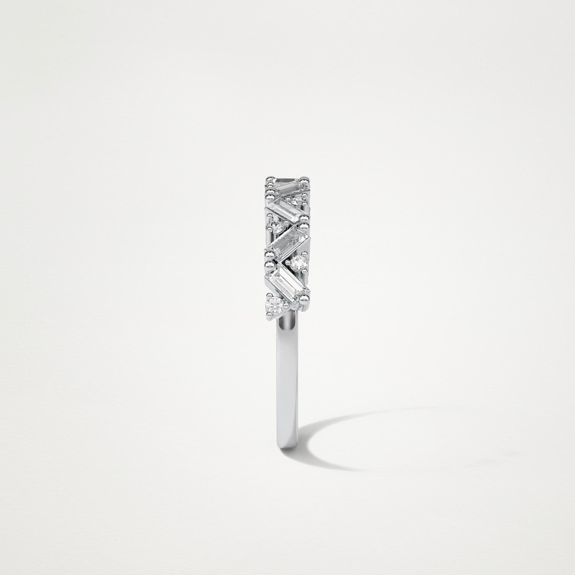 0.44 TCW Baguette and Round Half Eternity Wedding Band – Solid Gold Elegant and Timeless Design