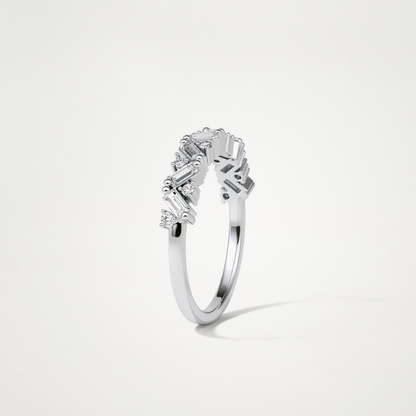 0.44 TCW Baguette and Round Half Eternity Wedding Band – Solid Gold Elegant and Timeless Design