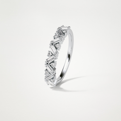 0.44 TCW Baguette and Round Half Eternity Wedding Band – Solid Gold Elegant and Timeless Design