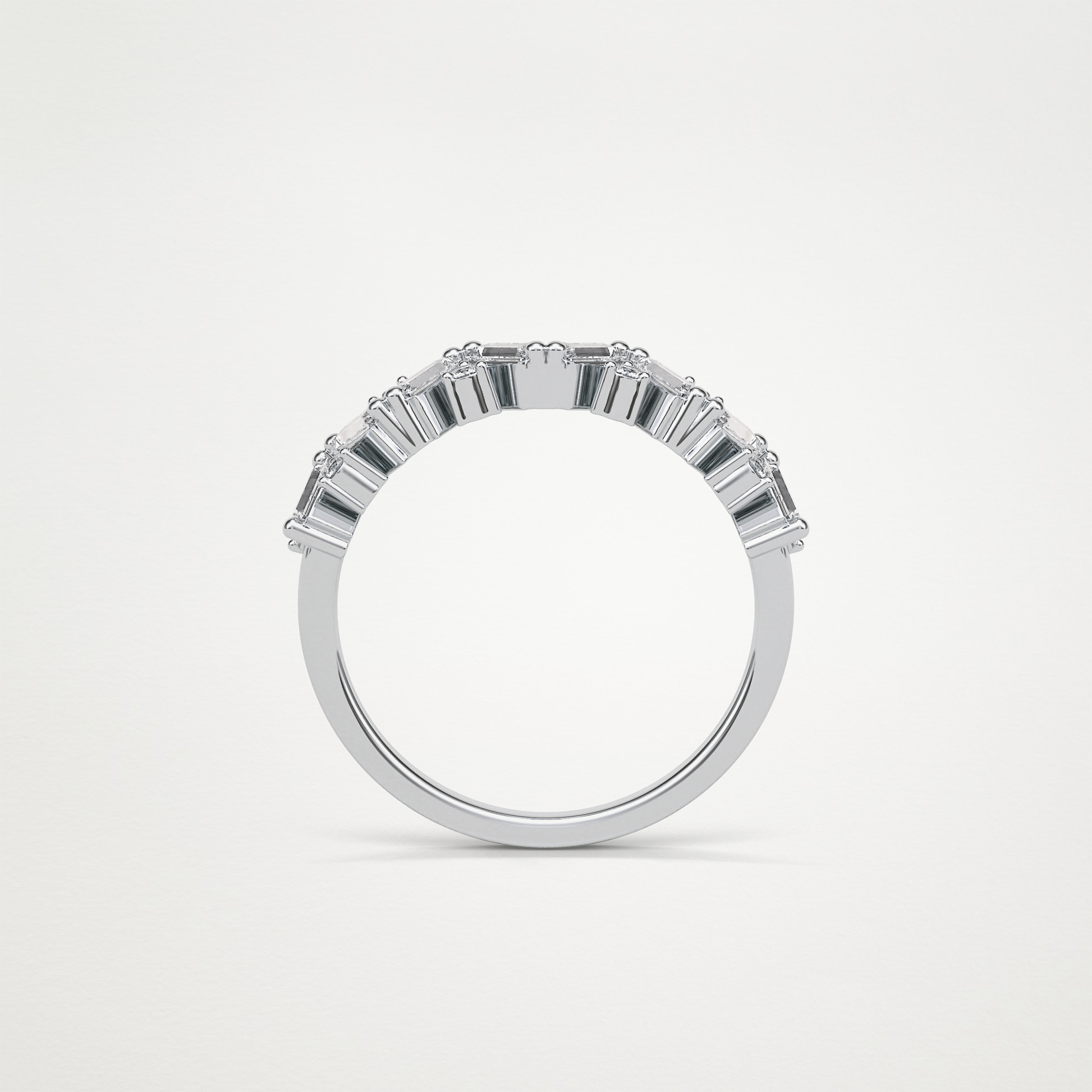 0.44 TCW Baguette and Round Half Eternity Wedding Band – Solid Gold Elegant and Timeless Design