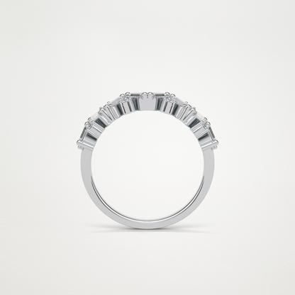 0.44 TCW Baguette and Round Half Eternity Wedding Band – Solid Gold Elegant and Timeless Design