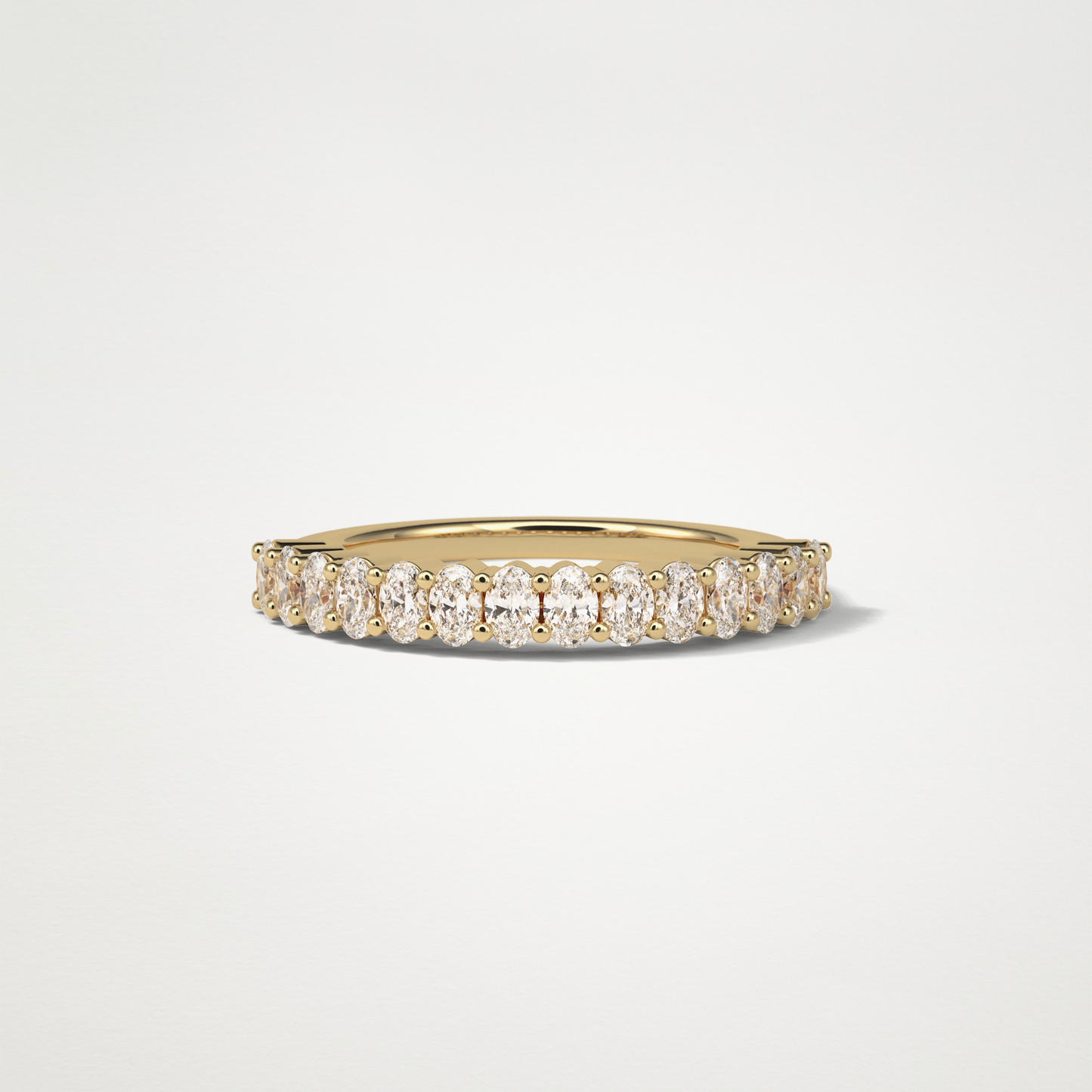 3.5 TCW Oval Half Eternity Wedding Band – Solid Gold Elegant and Timeless Design