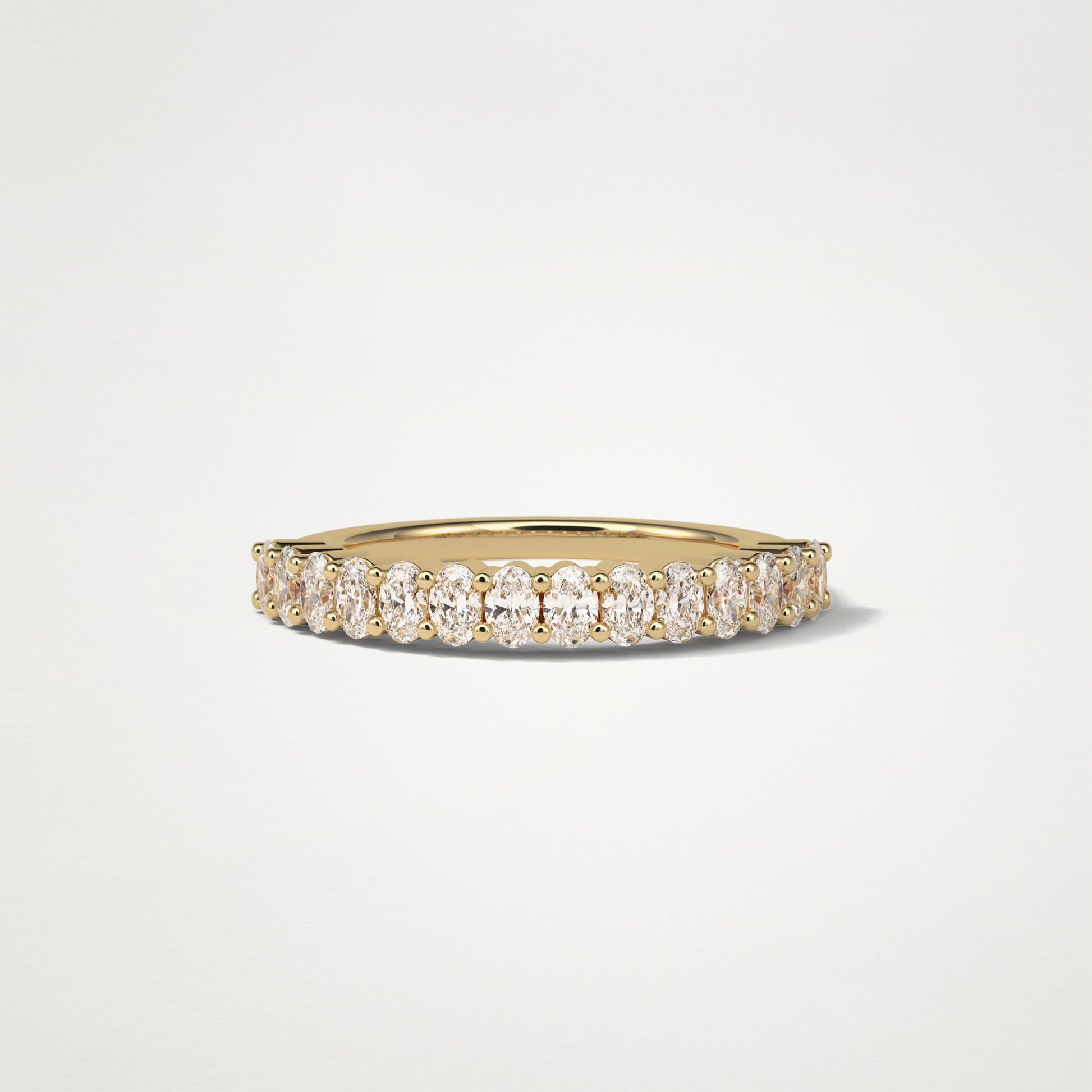3.5 TCW Oval Half Eternity Wedding Band – Solid Gold Elegant and Timeless Design