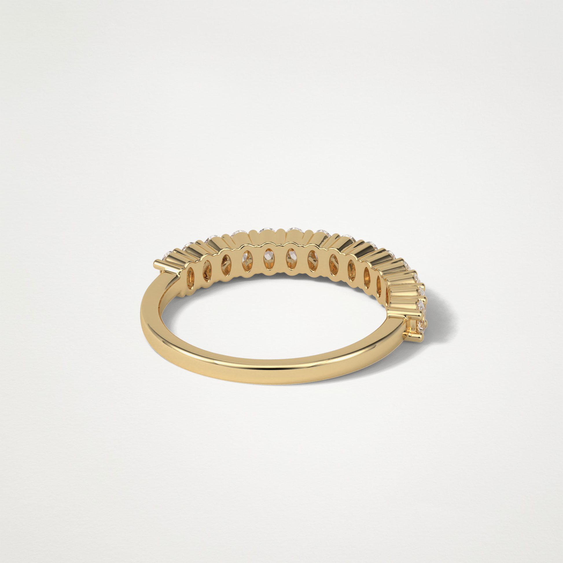 3.5 TCW Oval Half Eternity Wedding Band – Solid Gold Elegant and Timeless Design