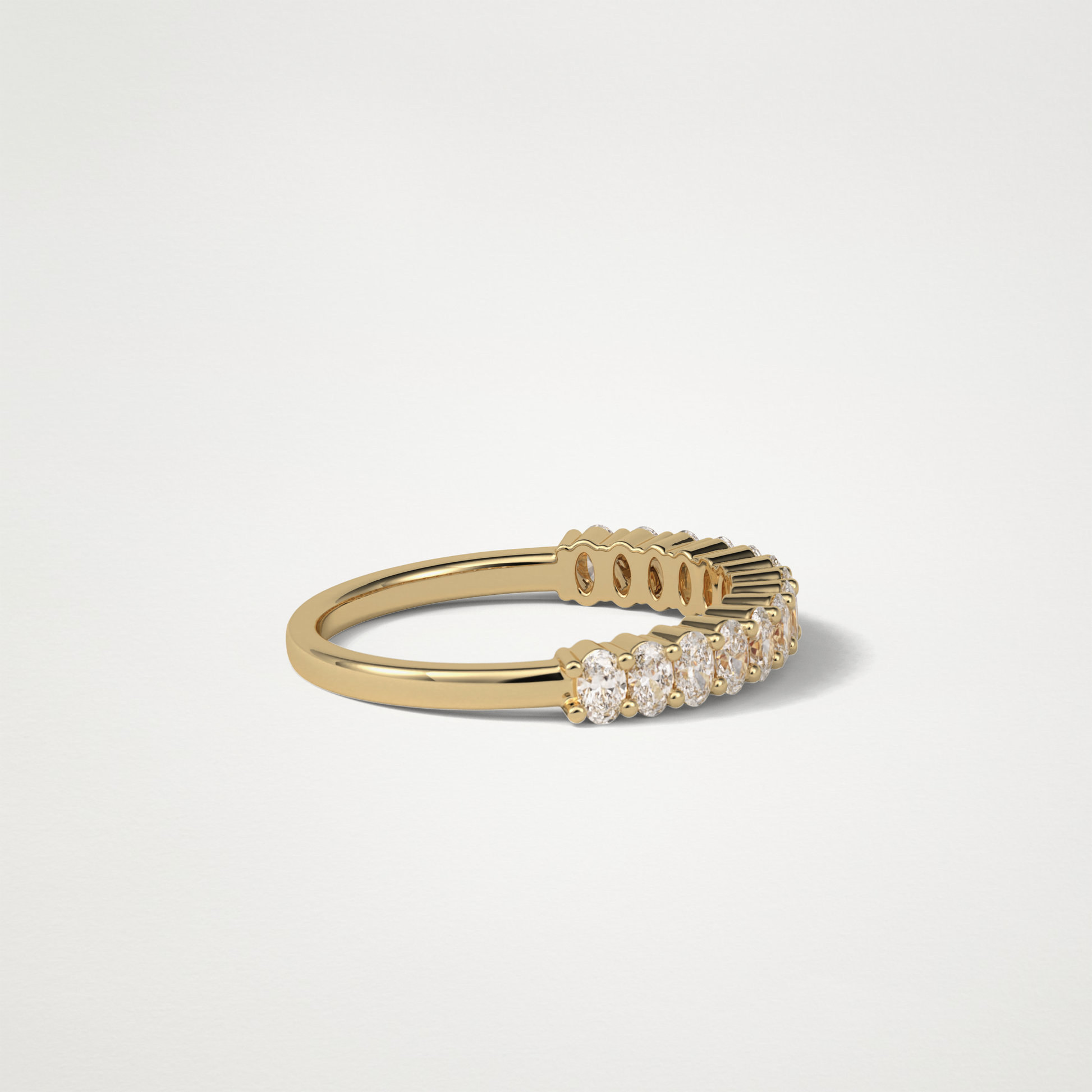3.5 TCW Oval Half Eternity Wedding Band – Solid Gold Elegant and Timeless Design