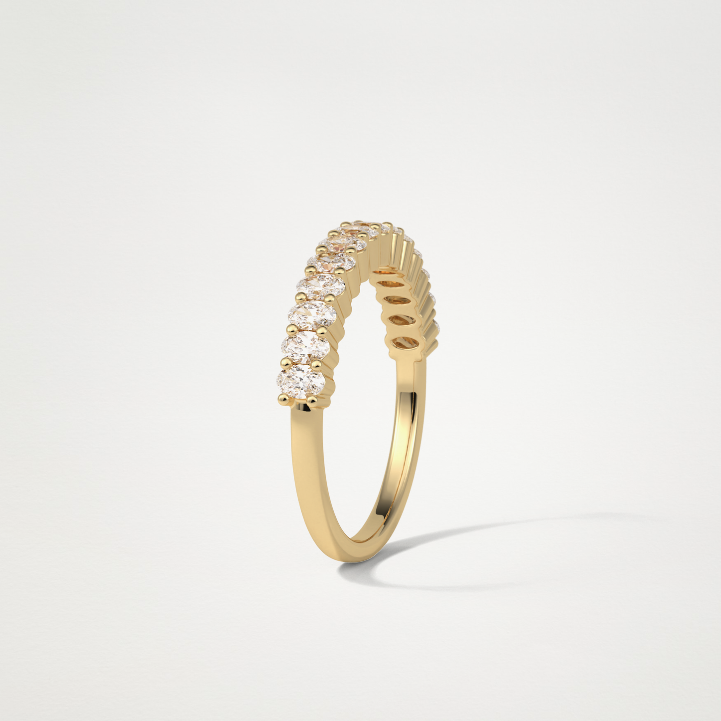 3.5 TCW Oval Half Eternity Wedding Band – Solid Gold Elegant and Timeless Design