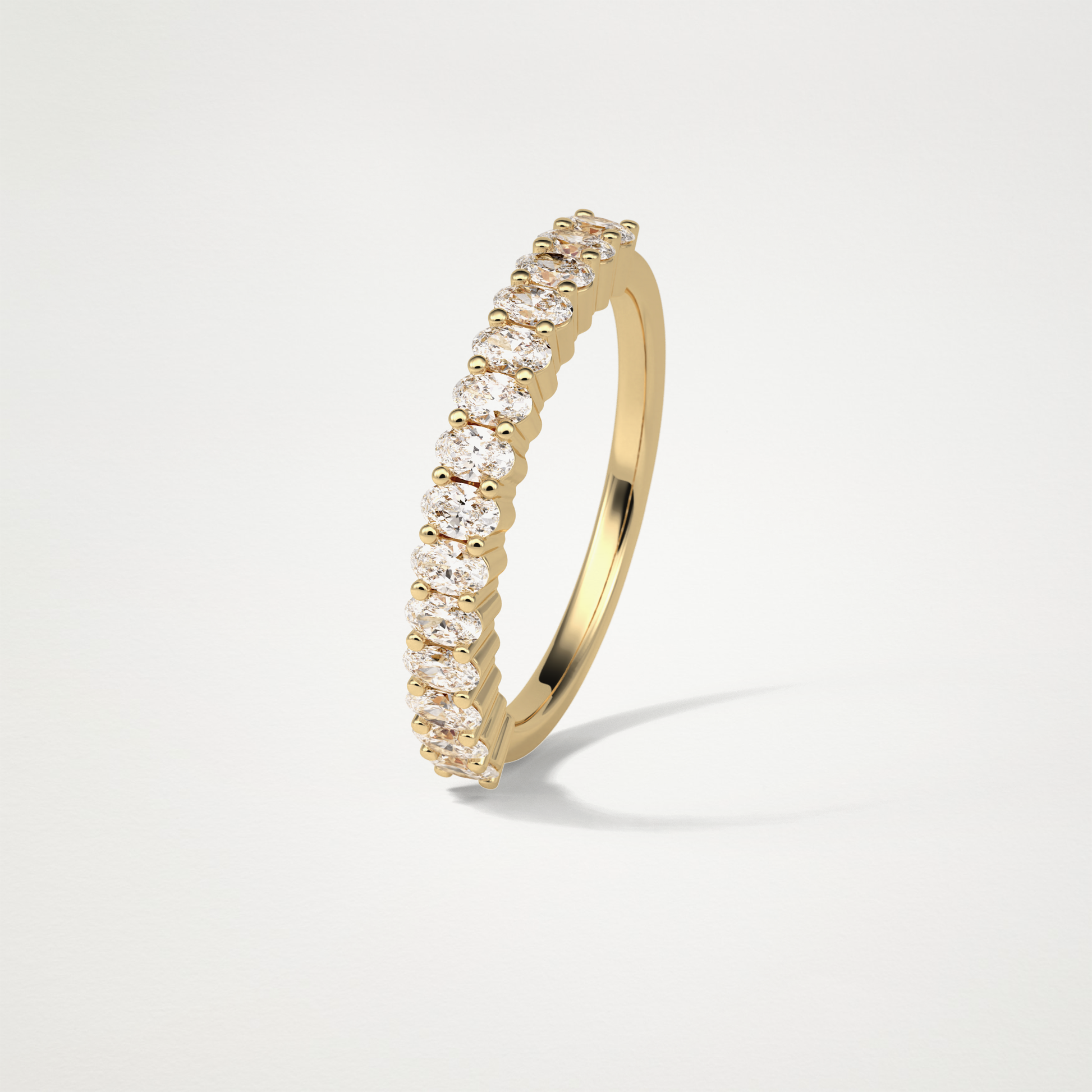3.5 TCW Oval Half Eternity Wedding Band – Solid Gold Elegant and Timeless Design