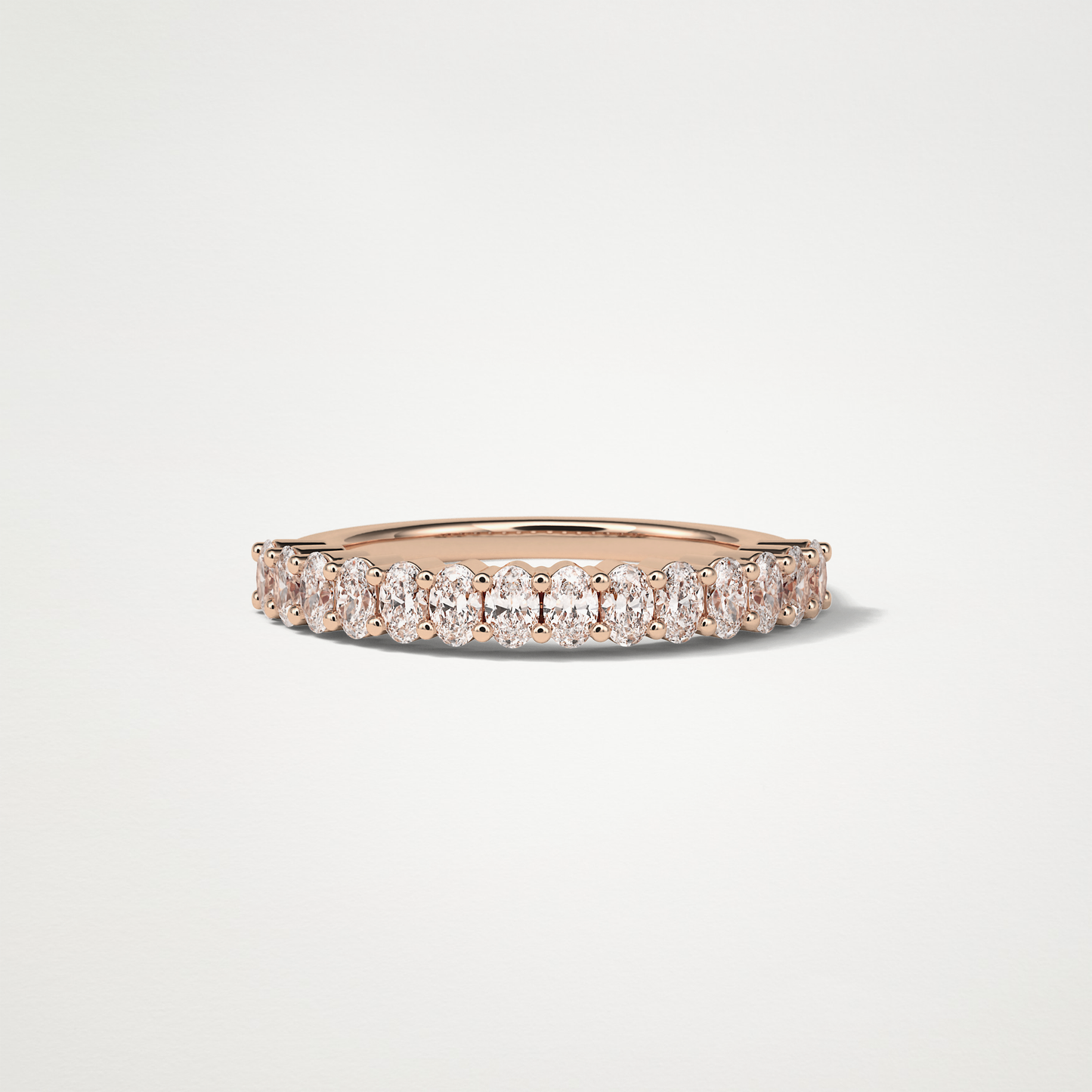 3.5 TCW Oval Half Eternity Wedding Band – Solid Gold Elegant and Timeless Design