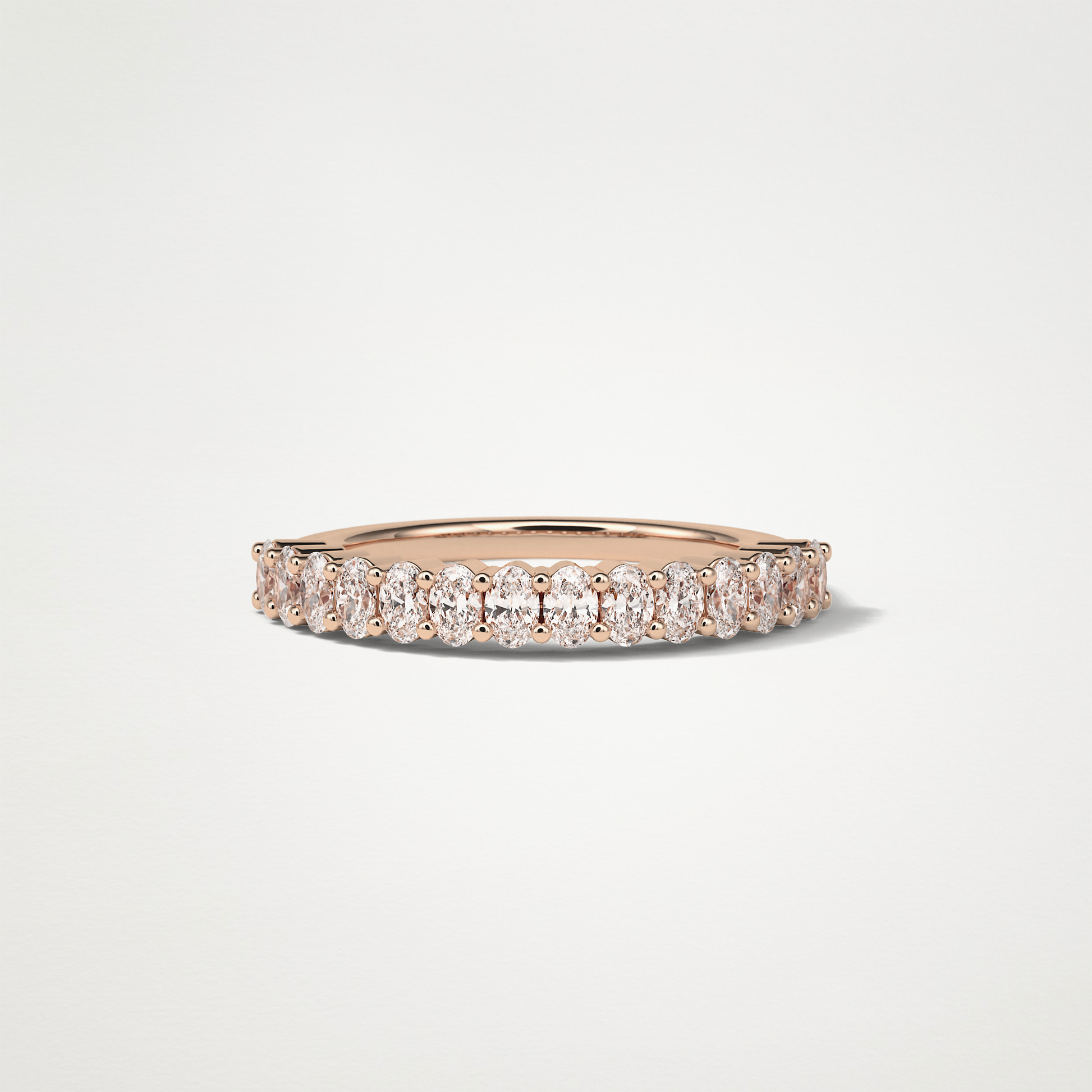 3.5 TCW Oval Half Eternity Wedding Band – Solid Gold Elegant and Timeless Design
