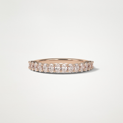 3.5 TCW Oval Half Eternity Wedding Band – Solid Gold Elegant and Timeless Design