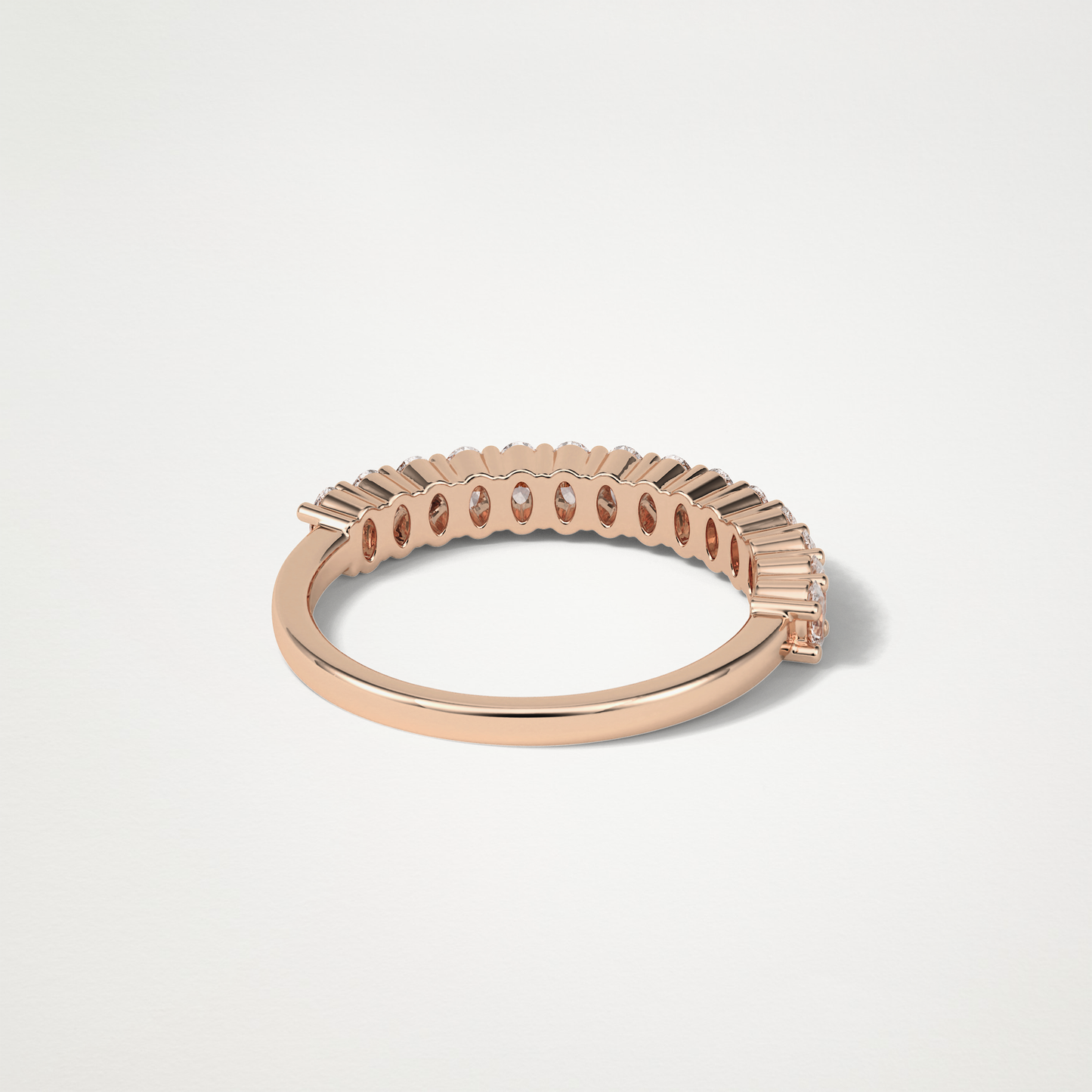 3.5 TCW Oval Half Eternity Wedding Band – Solid Gold Elegant and Timeless Design