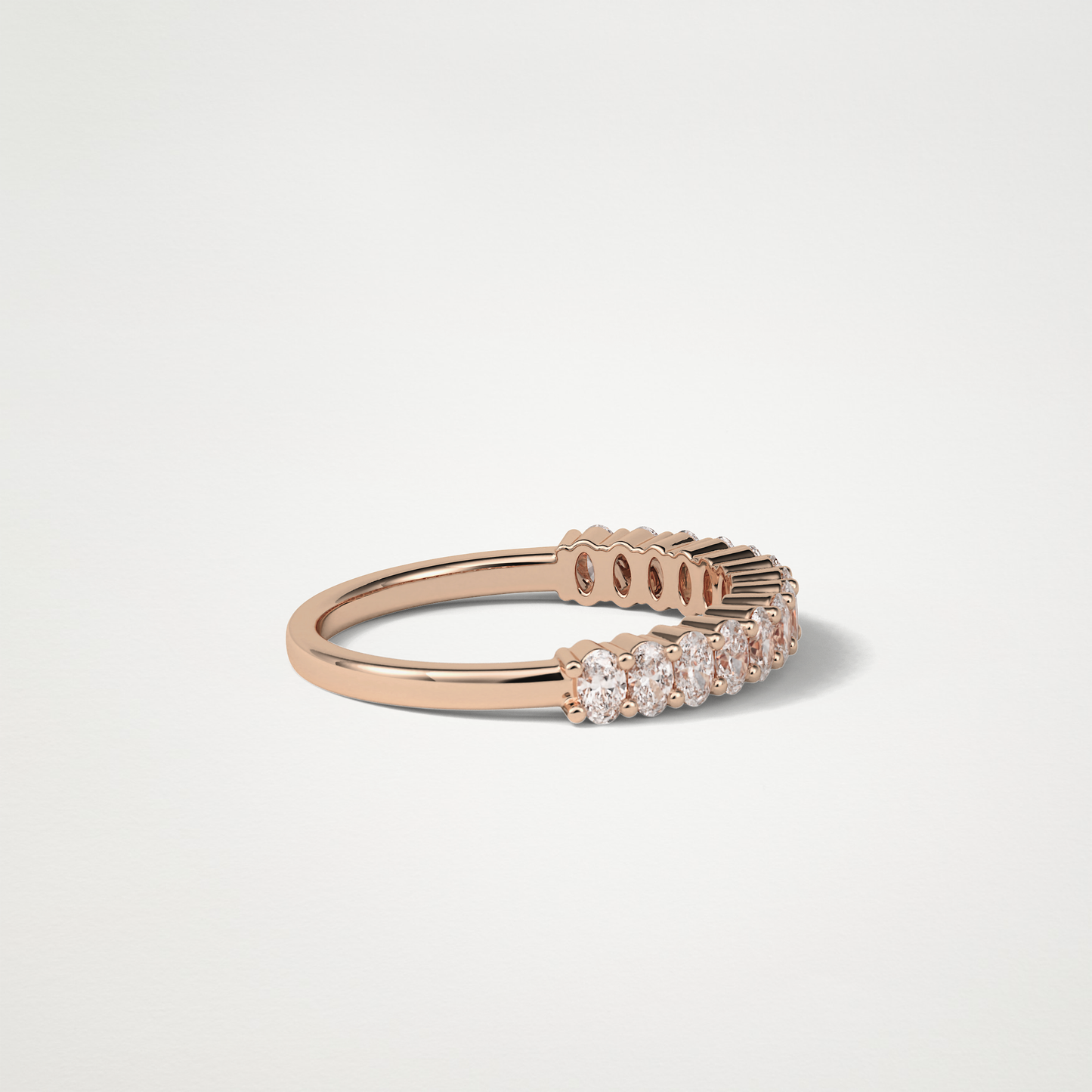 3.5 TCW Oval Half Eternity Wedding Band – Solid Gold Elegant and Timeless Design