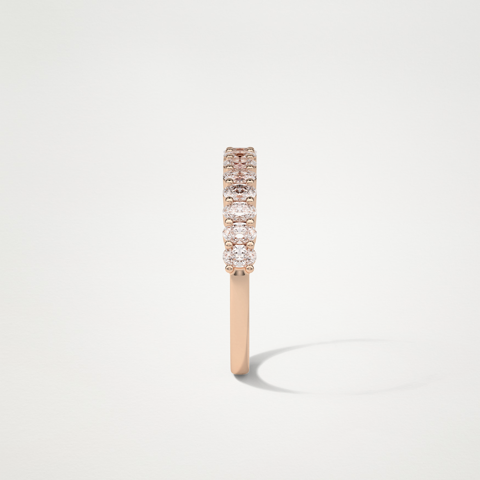 3.5 TCW Oval Half Eternity Wedding Band – Solid Gold Elegant and Timeless Design