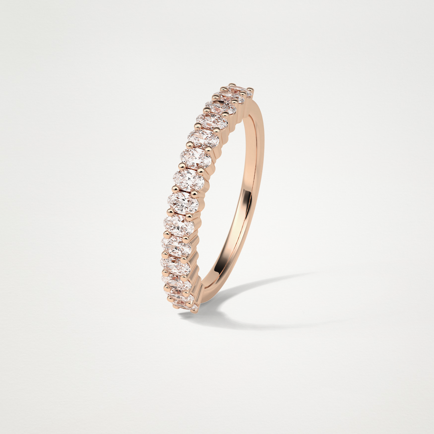 3.5 TCW Oval Half Eternity Wedding Band – Solid Gold Elegant and Timeless Design