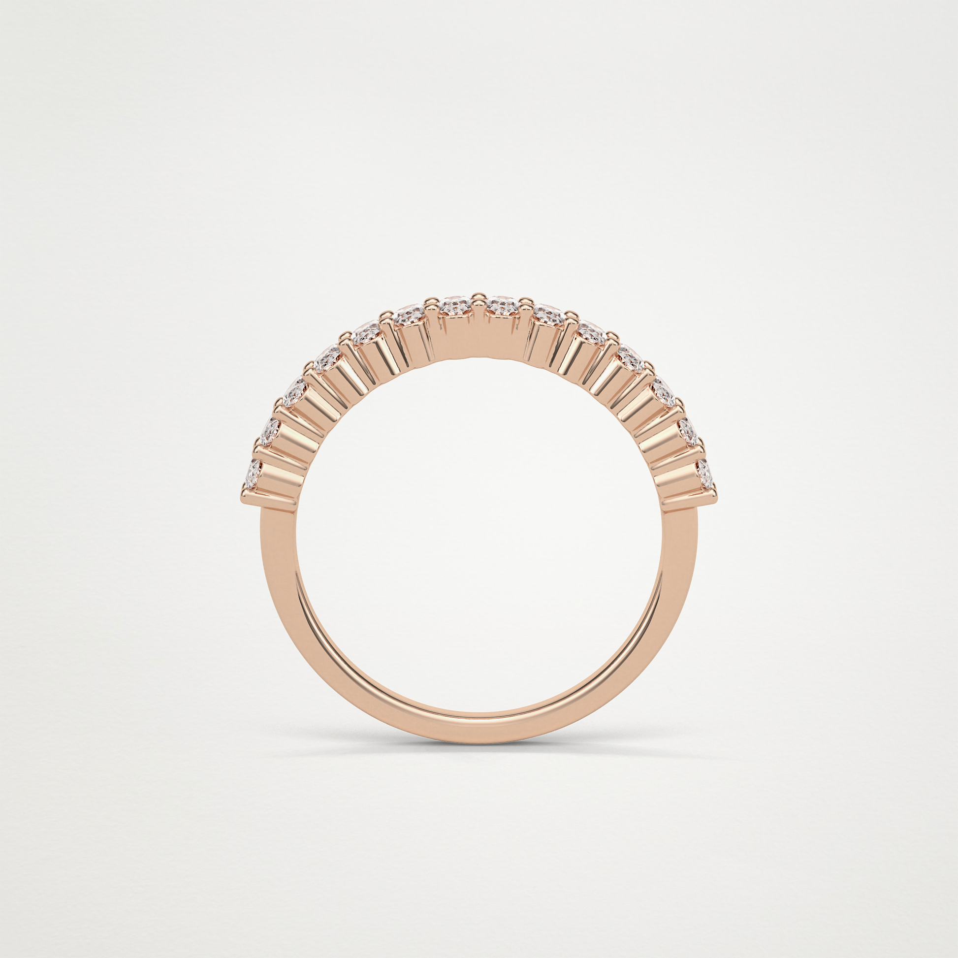 3.5 TCW Oval Half Eternity Wedding Band – Solid Gold Elegant and Timeless Design