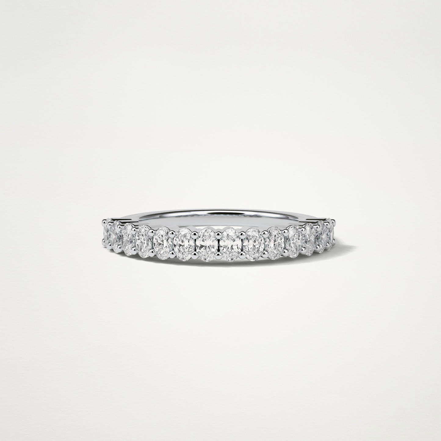 3.5 TCW Oval Half Eternity Wedding Band – Solid Gold Elegant and Timeless Design
