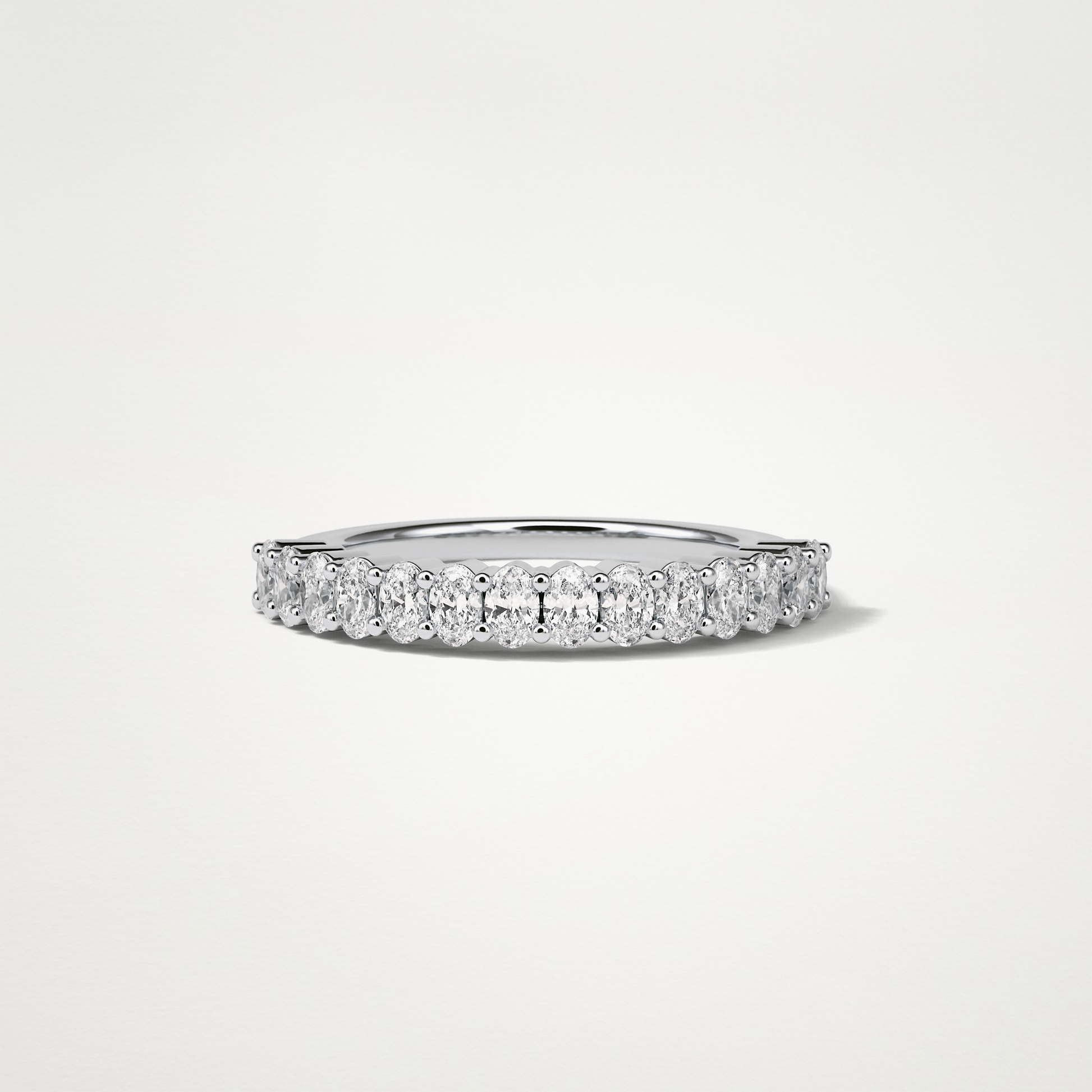 3.5 TCW Oval Half Eternity Wedding Band – Solid Gold Elegant and Timeless Design