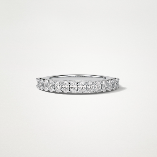 3.5 TCW Oval Half Eternity Wedding Band – Solid Gold Elegant and Timeless Design