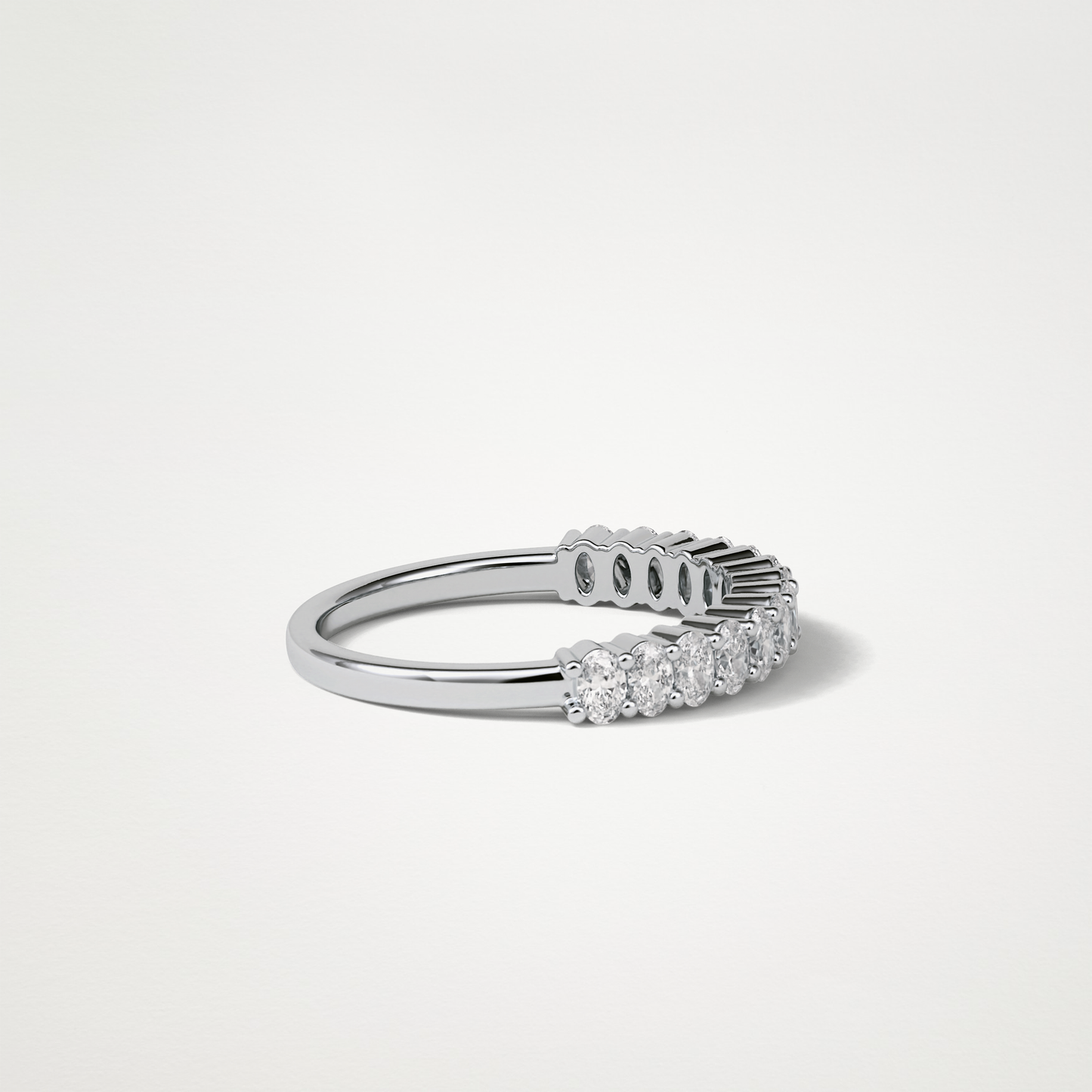 3.5 TCW Oval Half Eternity Wedding Band – Solid Gold Elegant and Timeless Design