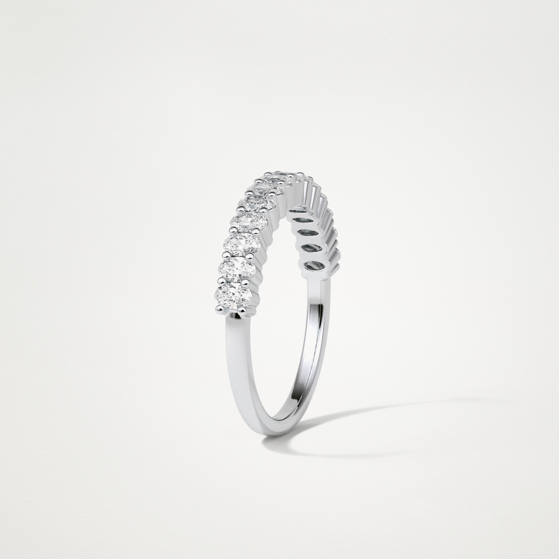 3.5 TCW Oval Half Eternity Wedding Band – Solid Gold Elegant and Timeless Design