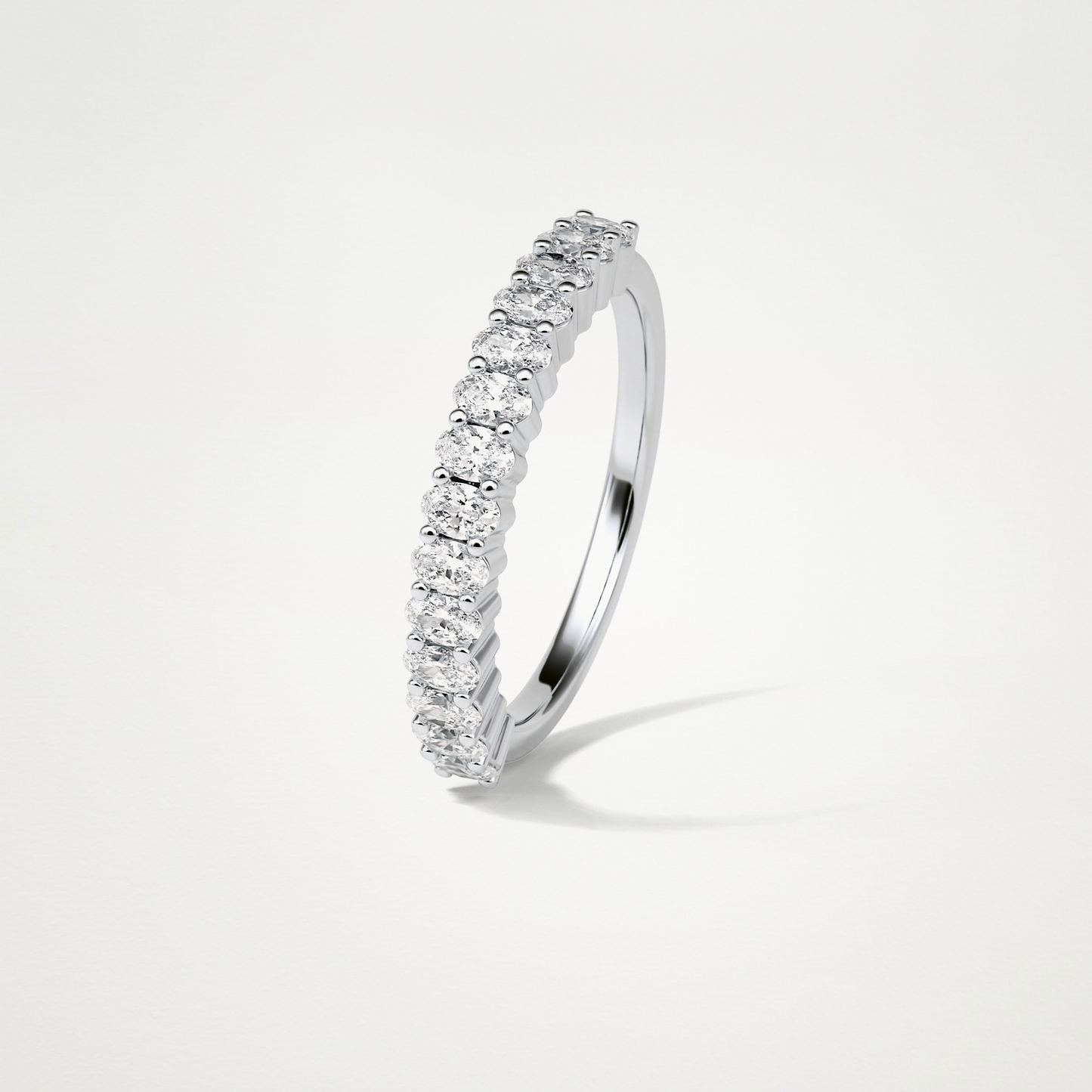 3.5 TCW Oval Half Eternity Wedding Band – Solid Gold Elegant and Timeless Design