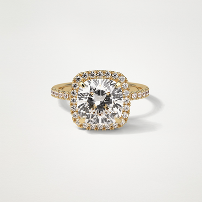 Cushion Halo & Pave Moissanite Engagement Ring – 3.0 CT Lab-Created Brilliance in 10K/14K/18K Gold