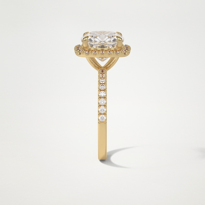Cushion Halo & Pave Moissanite Engagement Ring – 3.0 CT Lab-Created Brilliance in 10K/14K/18K Gold