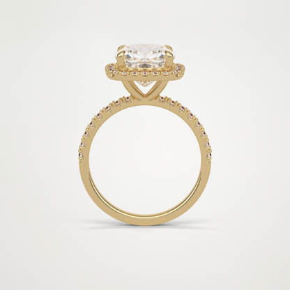 Cushion Halo & Pave Moissanite Engagement Ring – 3.0 CT Lab-Created Brilliance in 10K/14K/18K Gold