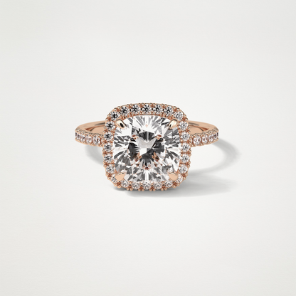 Cushion Halo & Pave Moissanite Engagement Ring – 3.0 CT Lab-Created Brilliance in 10K/14K/18K Gold