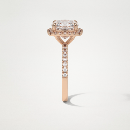 Cushion Halo & Pave Moissanite Engagement Ring – 3.0 CT Lab-Created Brilliance in 10K/14K/18K Gold