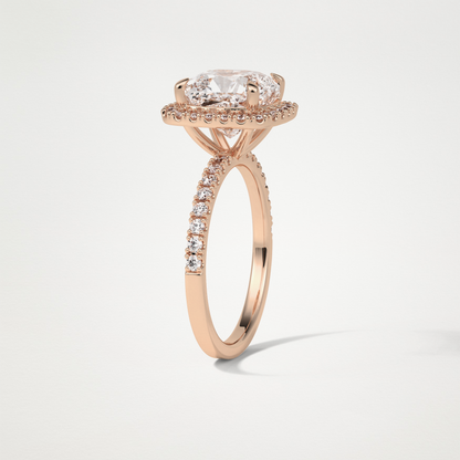 Cushion Halo & Pave Moissanite Engagement Ring – 3.0 CT Lab-Created Brilliance in 10K/14K/18K Gold