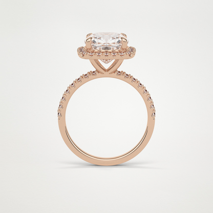 Cushion Halo & Pave Moissanite Engagement Ring – 3.0 CT Lab-Created Brilliance in 10K/14K/18K Gold