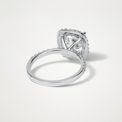 Cushion Halo & Pave Moissanite Engagement Ring – 3.0 CT Lab-Created Brilliance in 10K/14K/18K Gold